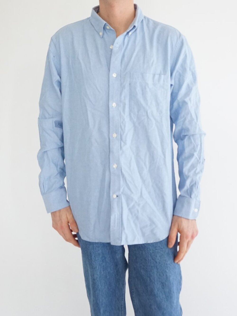 Club Monaco Light Blue Button Down Shirt Long Sleeve Pocket Casual Classic Large